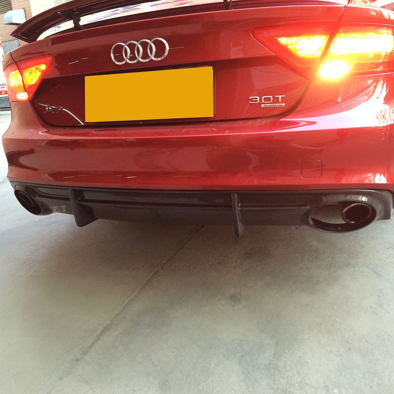 Audi 4G A7 S Line R Style Carbon Fibre Rear Diffuser 10-14-Carbon Factory