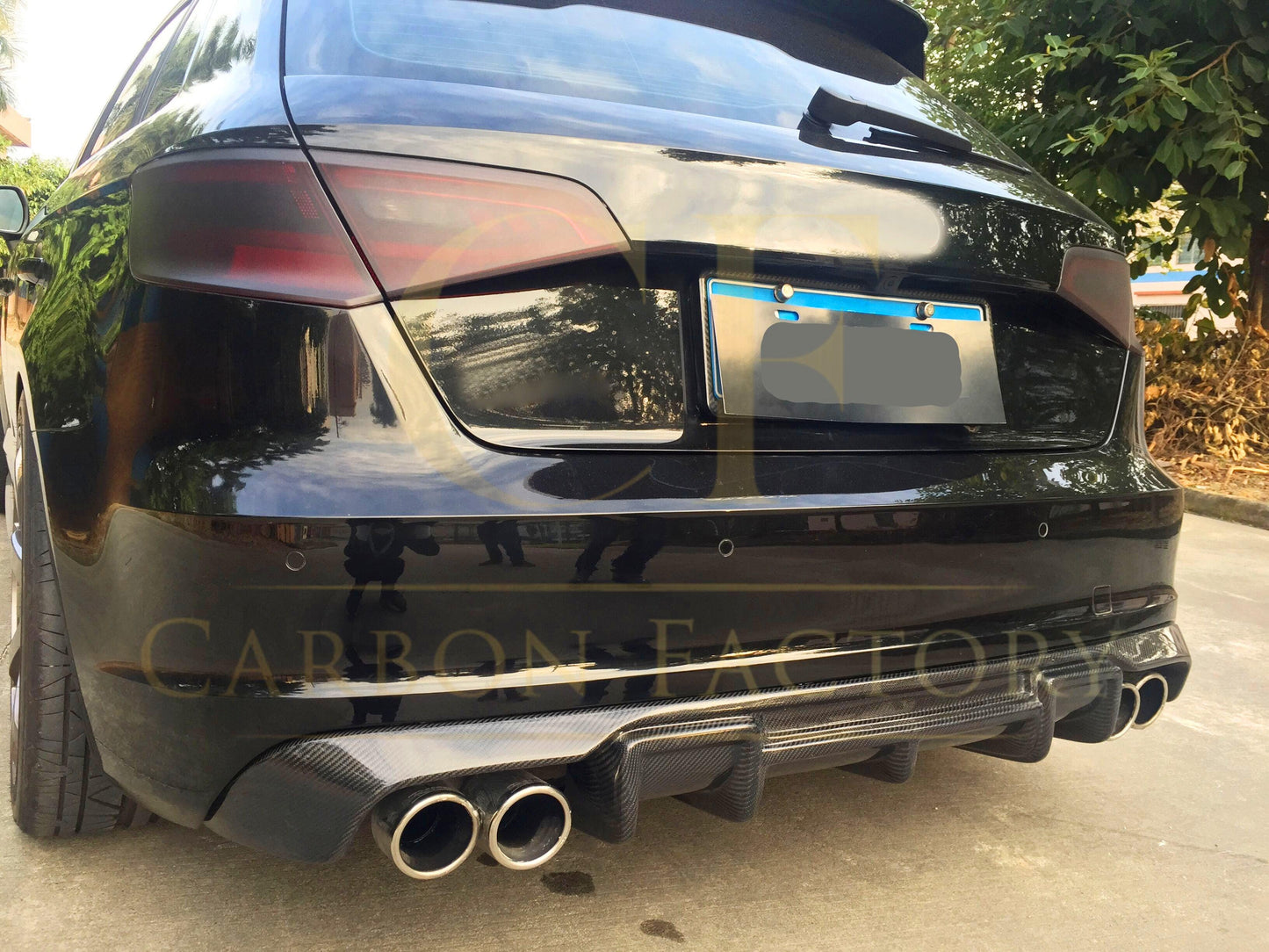 Audi A3 Hatchback S Line S3 Carbon Fibre Rear Diffuser - Quad Exhaust 13-15 by Carbon Factory-Carbon Factory