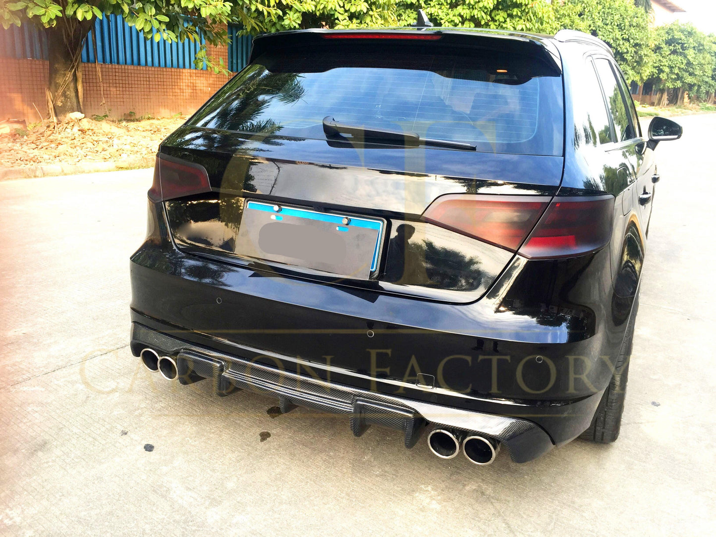 Audi A3 Hatchback S Line S3 Carbon Fibre Rear Diffuser - Quad Exhaust 13-15 by Carbon Factory-Carbon Factory