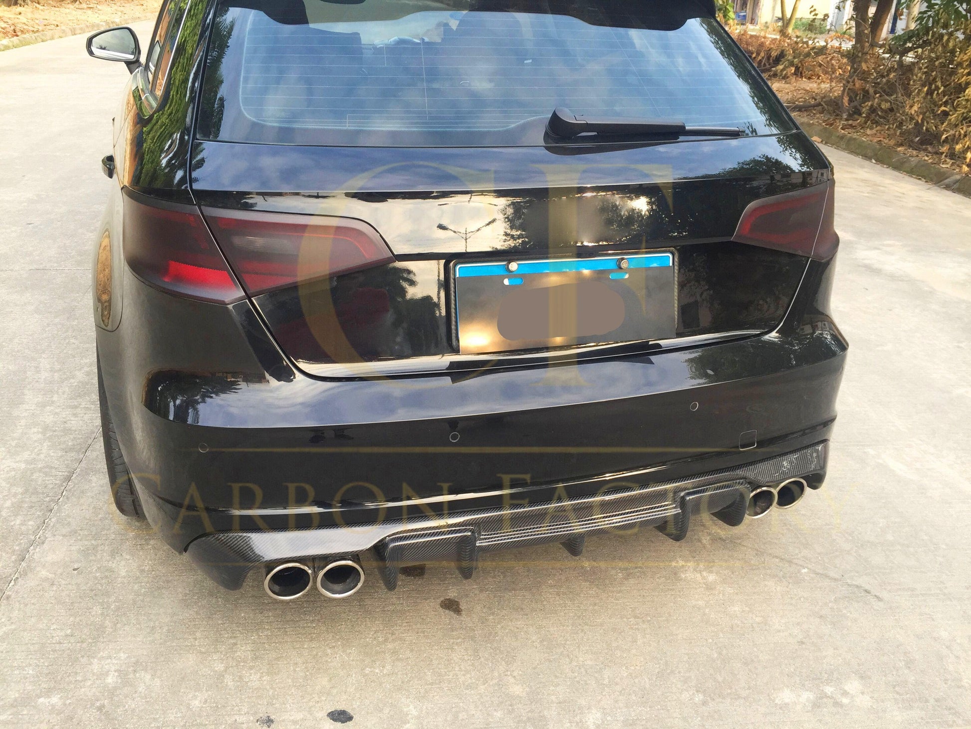 Audi A3 Hatchback S Line S3 Carbon Fibre Rear Diffuser - Quad Exhaust 13-15 by Carbon Factory-Carbon Factory