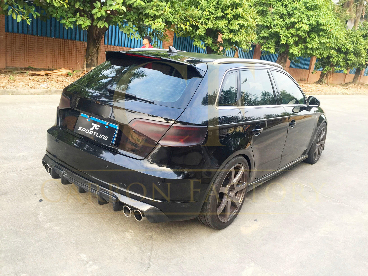 Audi A3 Hatchback S Line S3 Carbon Fibre Rear Diffuser - Quad Exhaust 13-15 by Carbon Factory-Carbon Factory