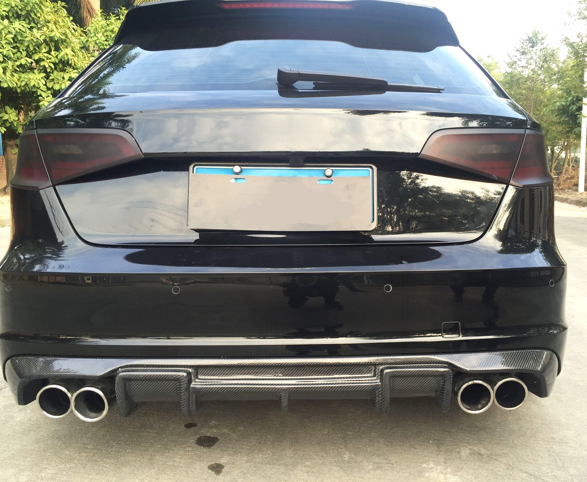 Audi A3 Hatchback S Line S3 Carbon Fibre Rear Diffuser - Quad Exhaust 13-15 by Carbon Factory-Carbon Factory