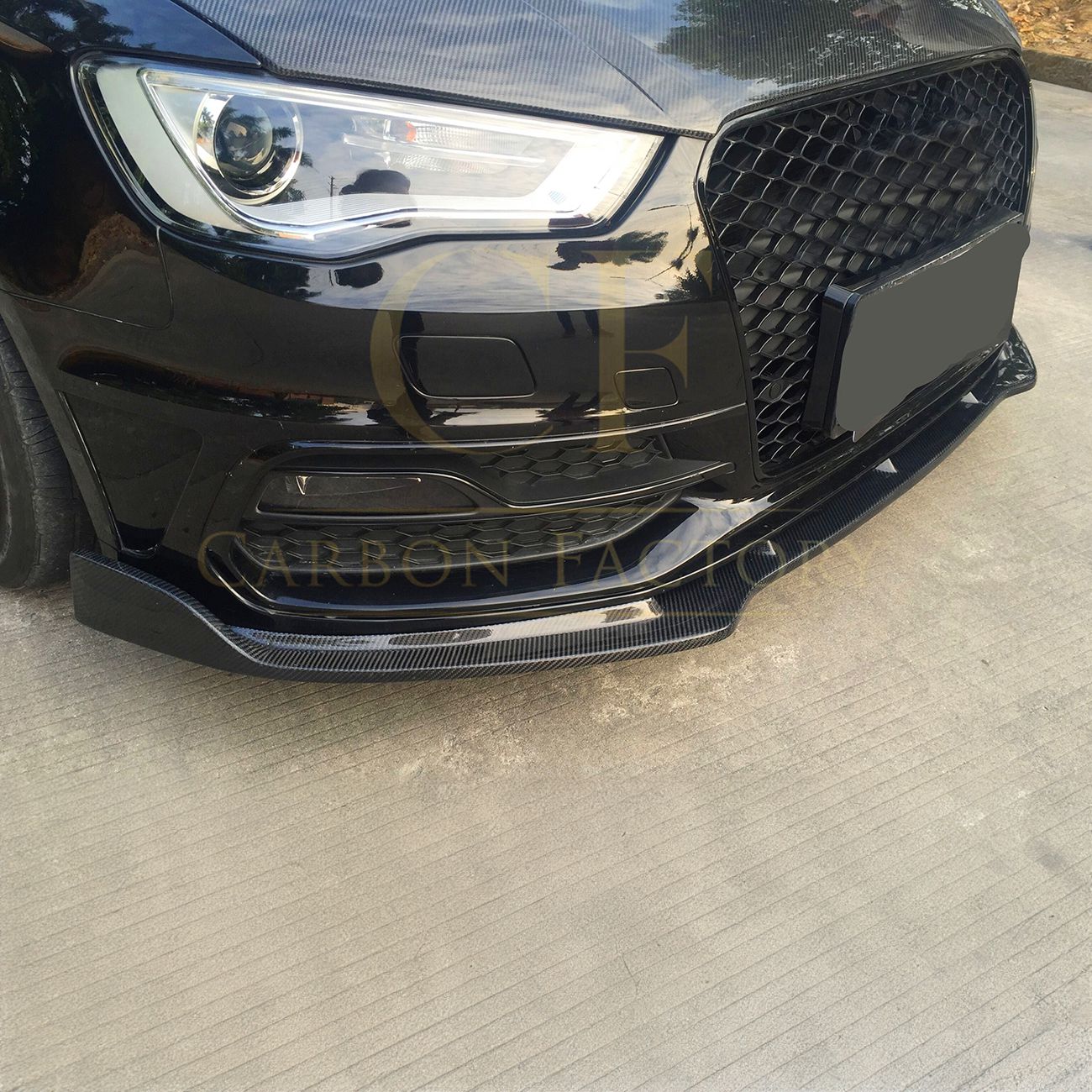 Audi A3 Hatchback S Line & S3 M Style Carbon Fibre Front Splitter 13-15 by Carbon Factory-Carbon Factory