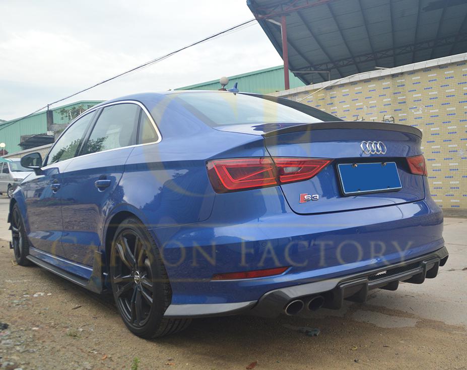 Audi A3 S Line S3 Saloon V Style Carbon Fibre Rear Diffuser 13-15 by Carbon Factory-Carbon Factory