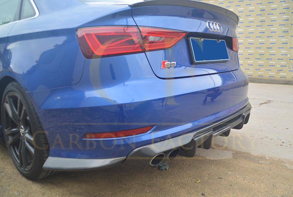 Audi A3 S Line S3 Saloon V Style Carbon Fibre Rear Diffuser 13-15 by Carbon Factory-Carbon Factory