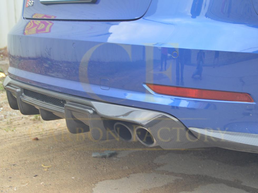 Audi A3 S Line S3 Saloon V Style Carbon Fibre Rear Diffuser 13-15 by Carbon Factory-Carbon Factory