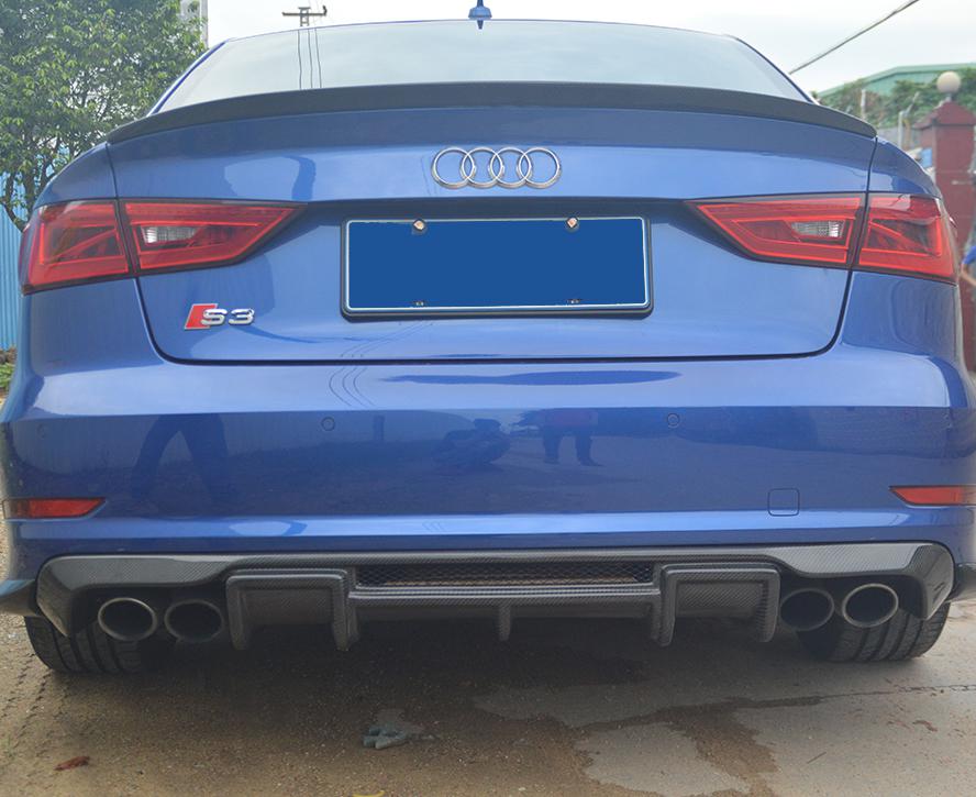 Audi A3 S Line S3 Saloon V Style Carbon Fibre Rear Diffuser 13-15 by Carbon Factory-Carbon Factory