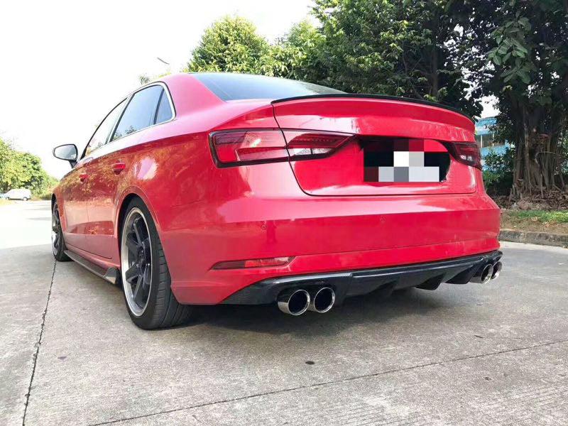 Audi A3 Saloon (non S Line) V Style Carbon Fibre Rear Diffuser 17-19 by Carbon Factory-Carbon Factory