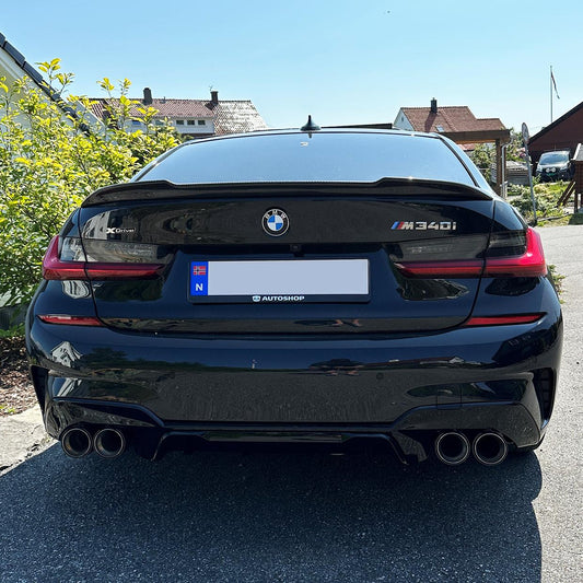 BMW 3 Series G20 G21 340i Gloss Black M Performance Style Rear Diffuser 19-22-Carbon Factory