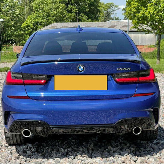 BMW 3 Series G20 G21 Gloss Black M Performance Style Rear Diffuser 19-22 Dual exhaust-Carbon Factory