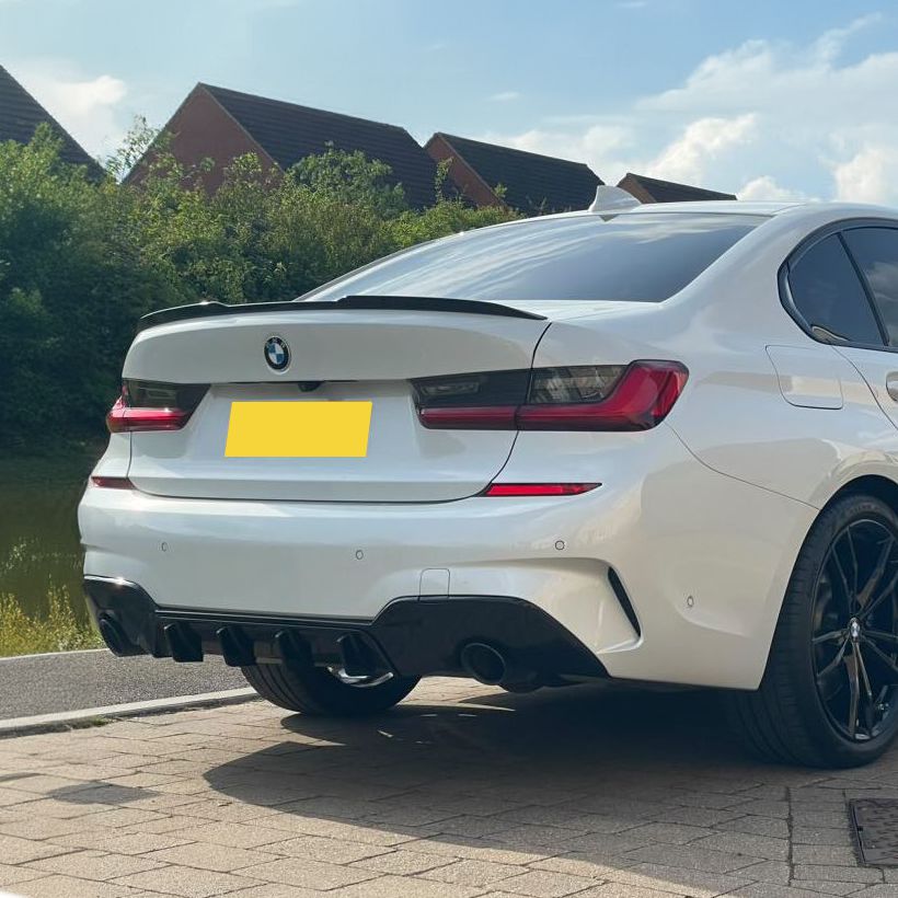 BMW 3 Series G20 G21 Gloss Black RK Style Rear Diffuser 19-22 - Dual by Carbon Factory-Carbon Factory