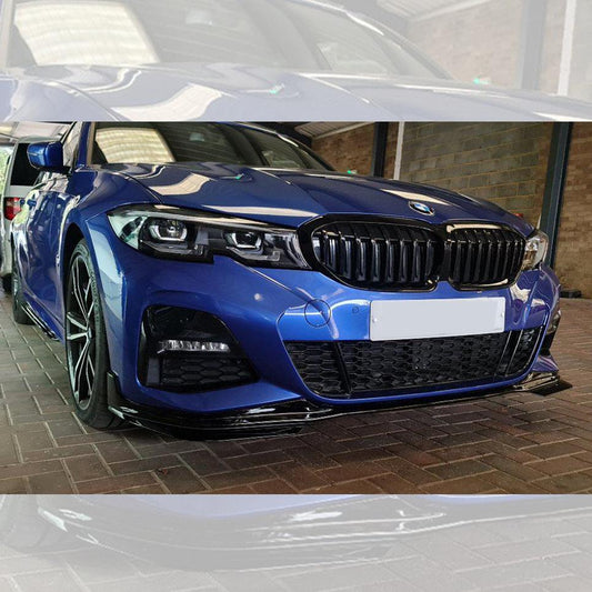 BMW 3 Series G20 G21 Pre-LCI Gloss Black M Performance Style Front Splitter 19-21-Carbon Factory