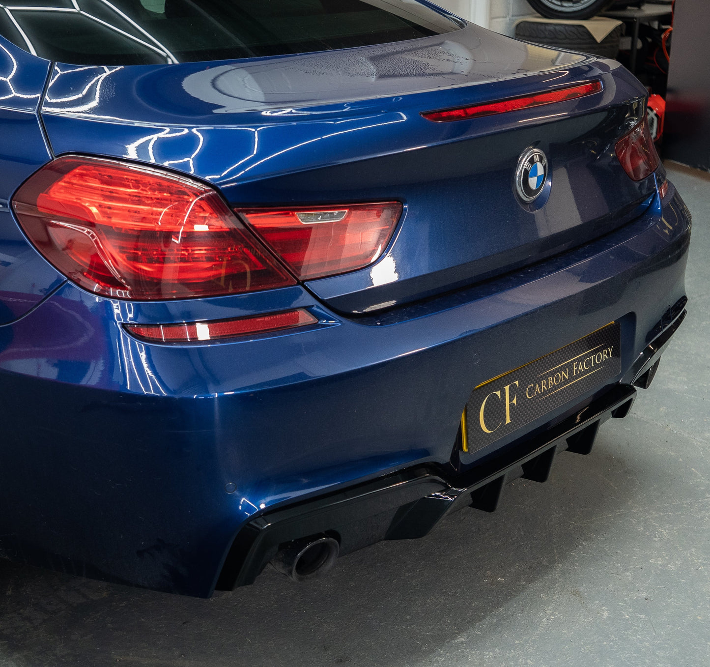 BMW 6 Series F06 F12 F13 M Sport V Style Gloss Black Rear Diffuser 12-17 (Dual Exhaust)-Carbon Factory