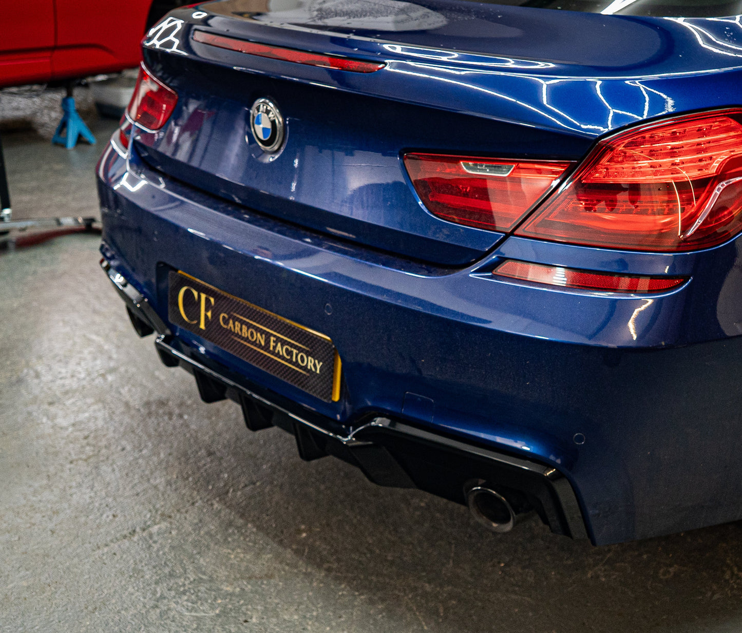 BMW 6 Series F06 F12 F13 M Sport V Style Gloss Black Rear Diffuser 12-17 (Dual Exhaust)-Carbon Factory