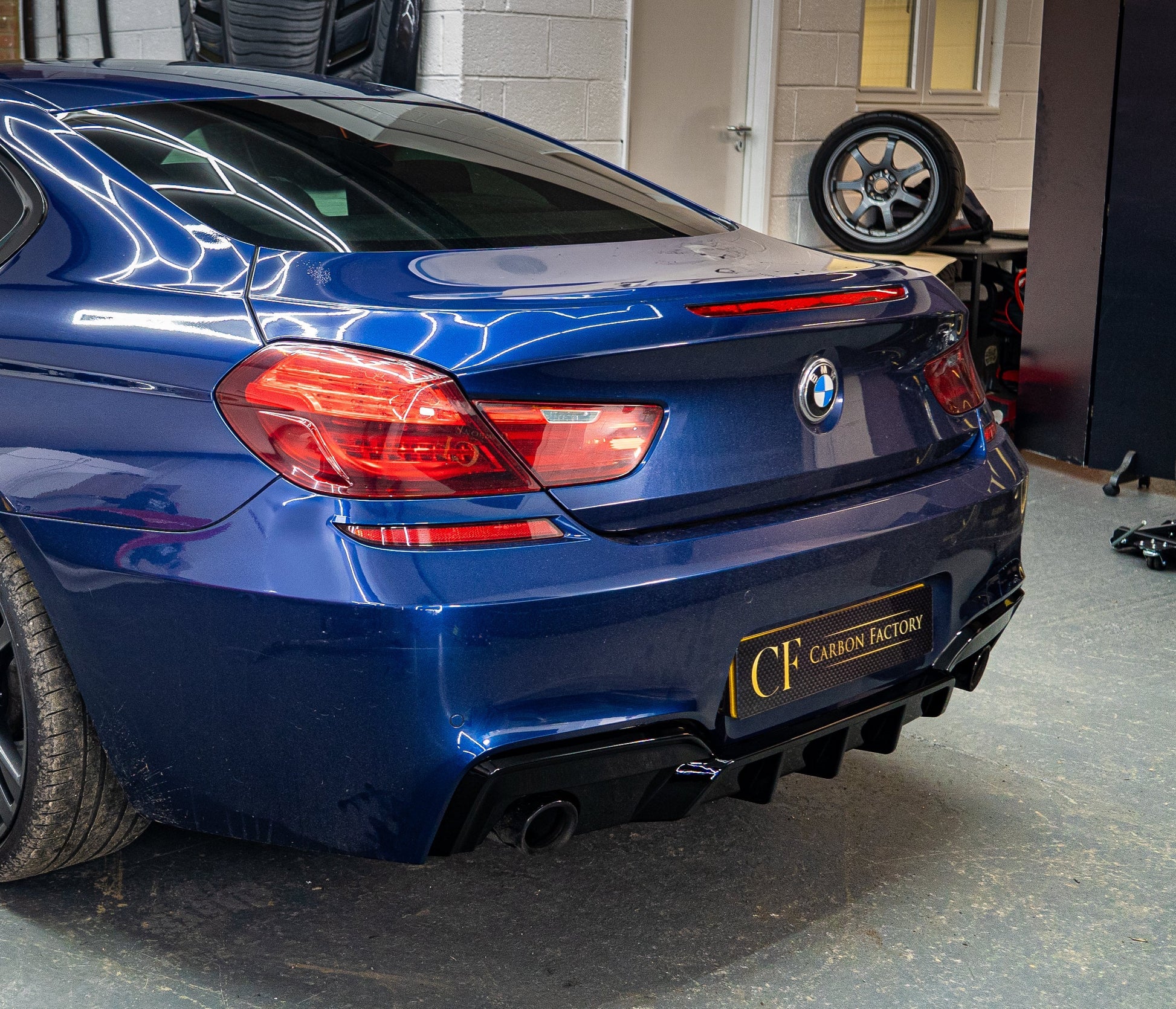 BMW 6 Series F06 F12 F13 M Sport V Style Gloss Black Rear Diffuser 12-17 (Dual Exhaust) by Carbon Factory-Carbon Factory