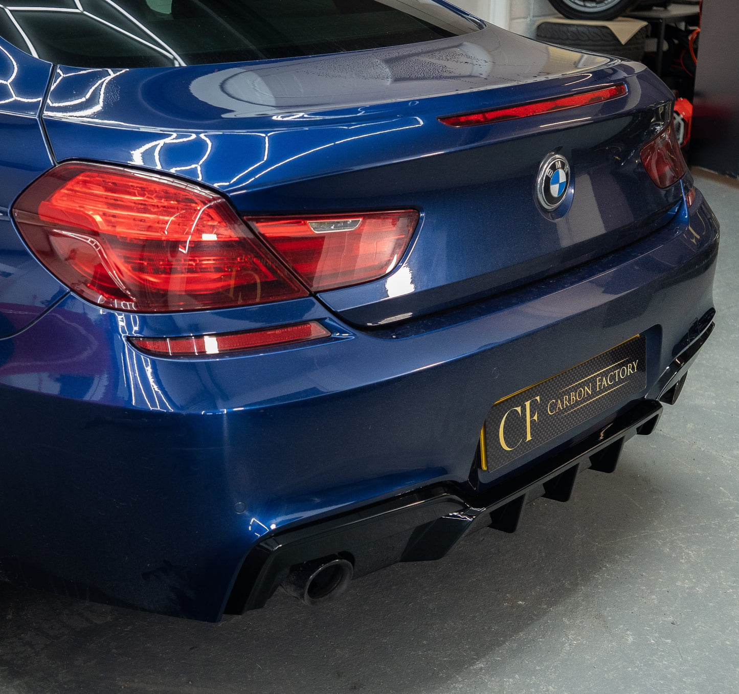 BMW 6 Series F06 F12 F13 M Sport V Style Gloss Black Rear Diffuser 12-17 (Dual Exhaust) by Carbon Factory-Carbon Factory