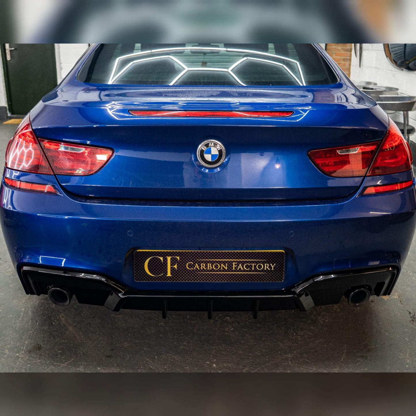 BMW 6 Series F06 F12 F13 M Sport V Style Gloss Black Rear Diffuser 12-17 (Dual Exhaust) by Carbon Factory-Carbon Factory