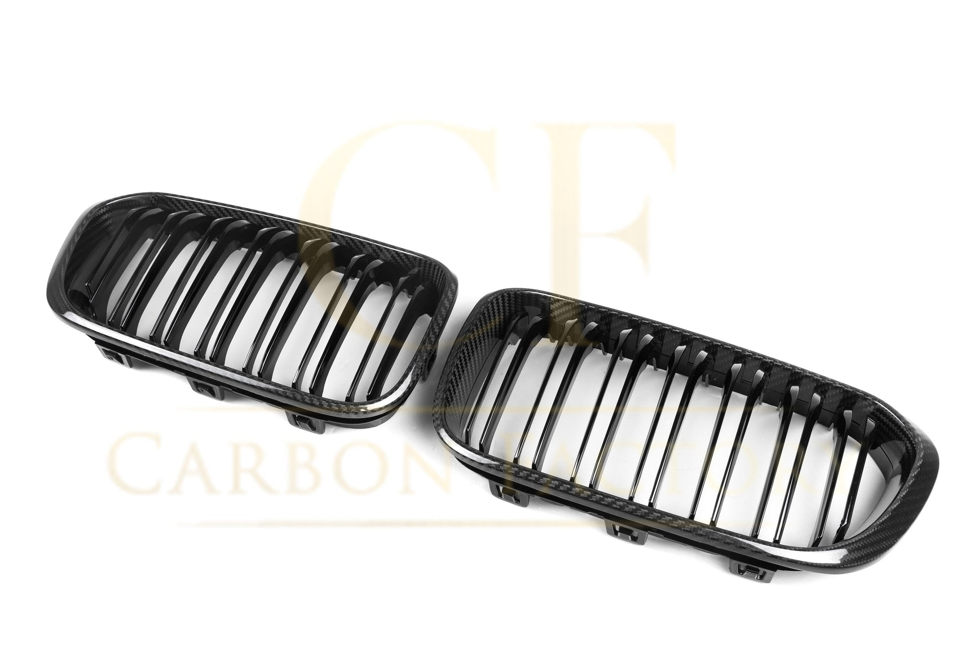 BMW F20 1 Series LCI Double Slat Pre-preg Carbon Fibre Front Grille 15-19-Carbon Factory