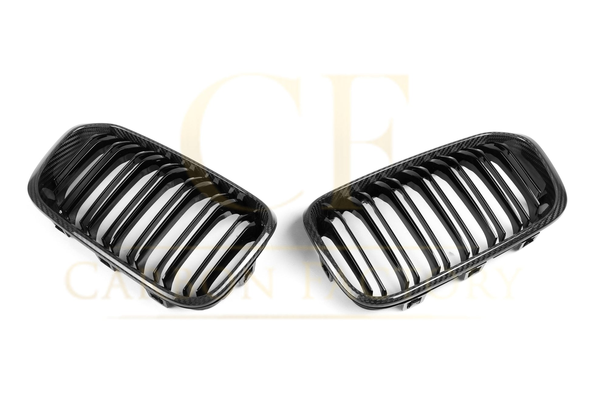 BMW F20 1 Series LCI Double Slat Pre-preg Carbon Fibre Front Grille 15-19-Carbon Factory