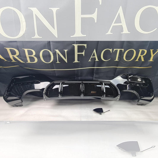 BMW F20 1 Series LCI Quad Exhaust Gloss Black Rear Diffuser 15-20 by Carbon Factory-Carbon Factory