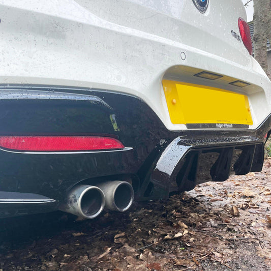 BMW F20 1 Series LCI Twin Exhaust Gloss Black Rear Diffuser 15-20 by Carbon Factory-Carbon Factory