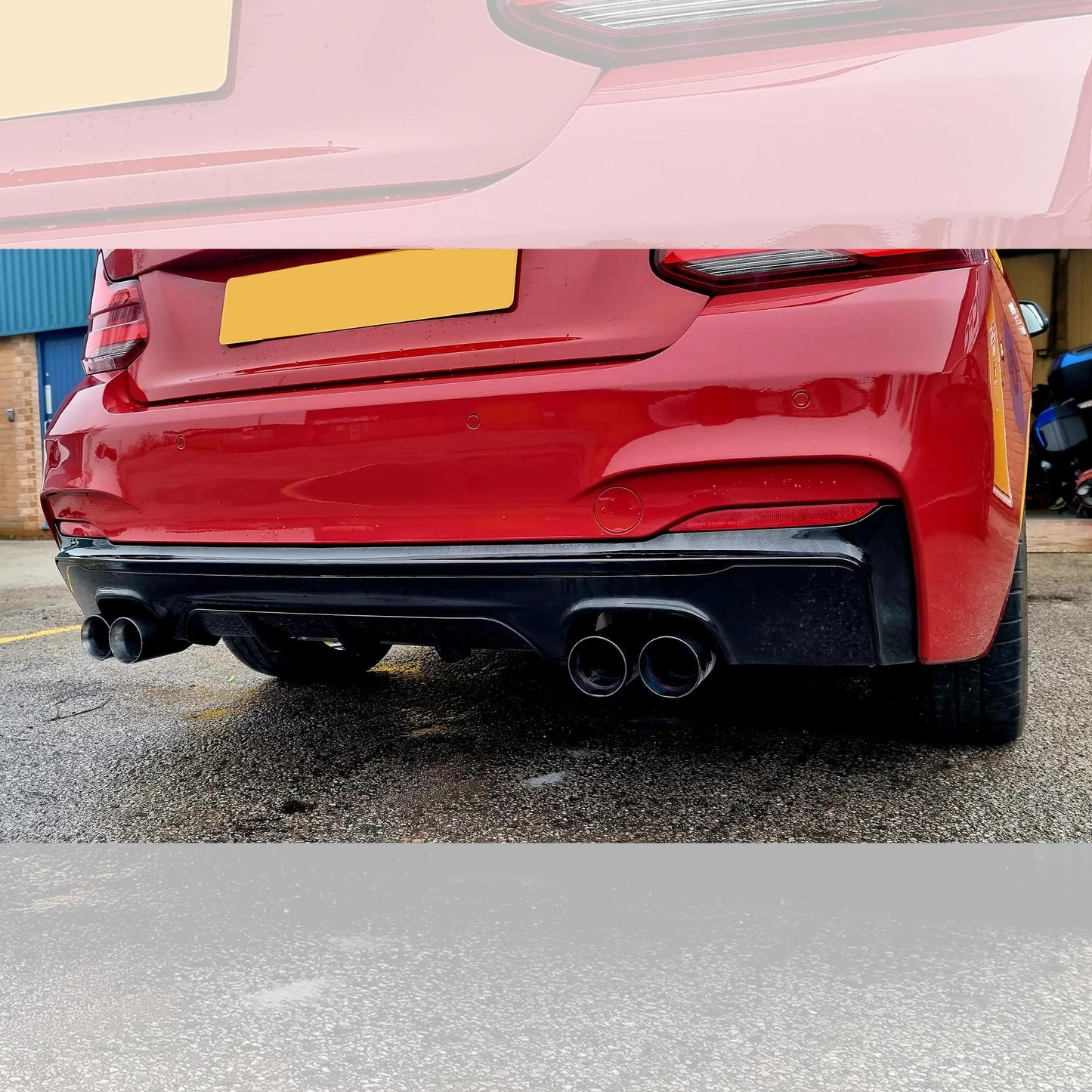 BMW F22 2 Series M Sport MP Style Gloss Black Rear Diffuser Quad Exhaust 14-Present-Carbon Factory