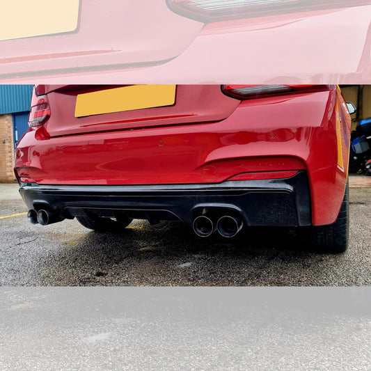 BMW F22 2 Series M Sport MP Style Gloss Black Rear Diffuser Quad Exhaust 14-Present-Carbon Factory