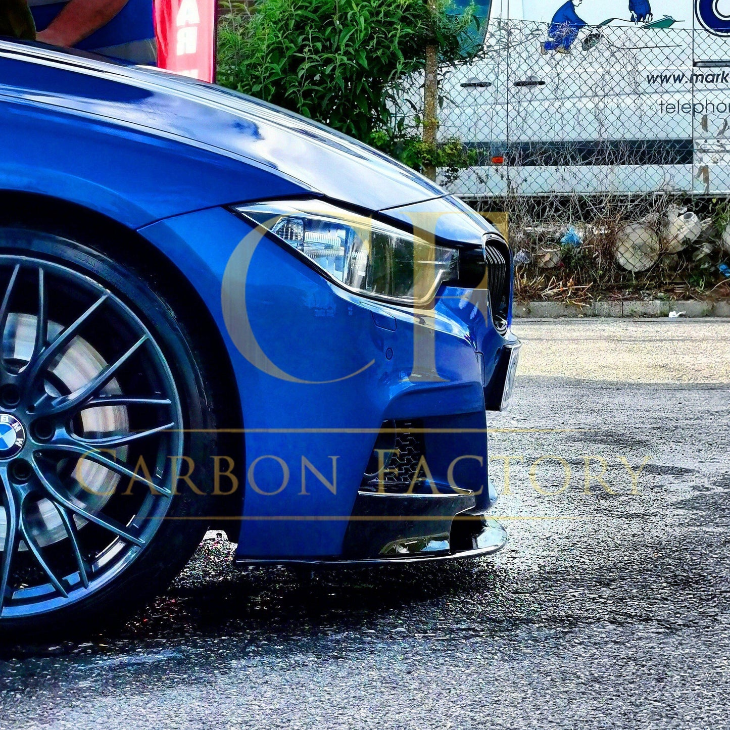 BMW F30 F31 3 Series M Sport MP Style Gloss Black Front Splitter 12-19 - Bottom piece by Carbon Factory-Carbon Factory