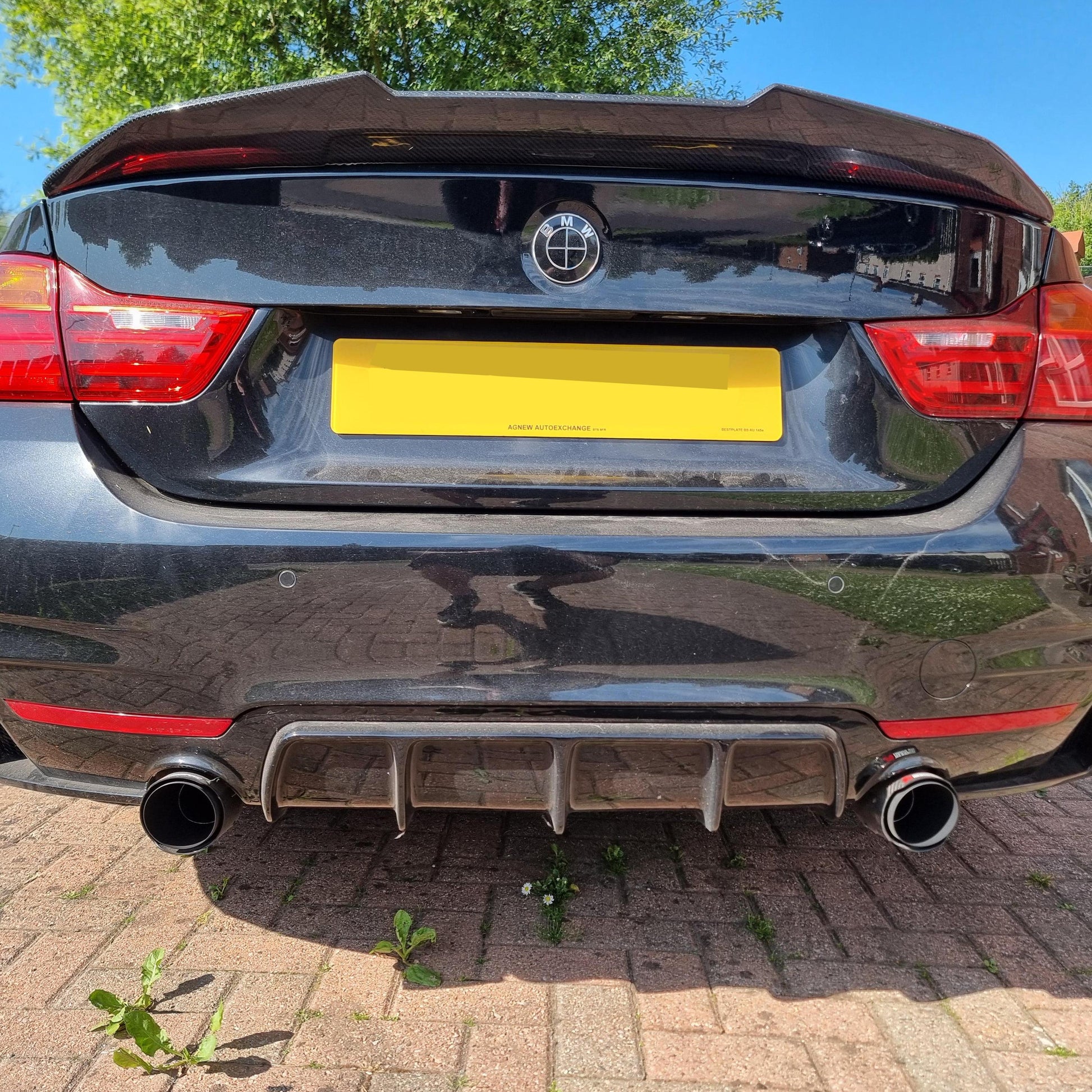 BMW F32 F33 F36 4 Series Gloss Black Rear Diffuser Dual Exhaust 14-20 by Carbon Factory-Carbon Factory