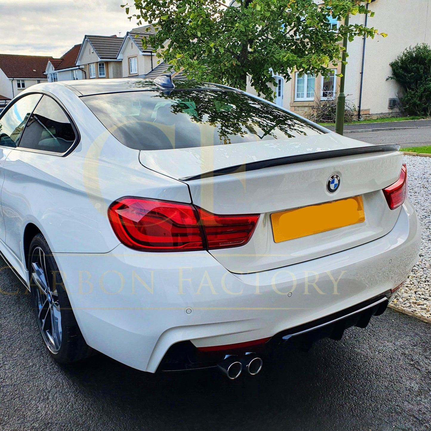 BMW F32 F33 F36 4 Series Gloss Black Rear Diffuser Twin Exhaust 14-20 by Carbon Factory-Carbon Factory