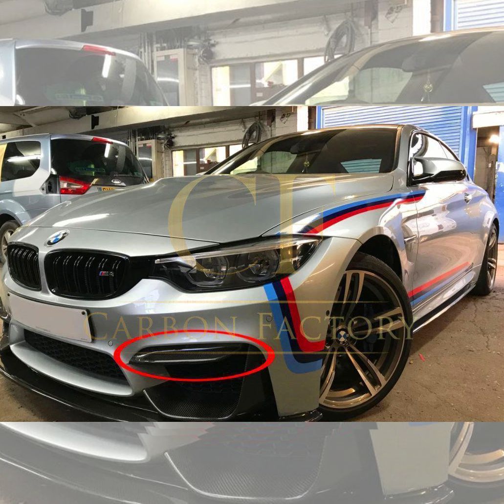 BMW F80 M3 F82 F83 M4 Competition Style Carbon Fibre Front Bumper Trims 14-20-Carbon Factory