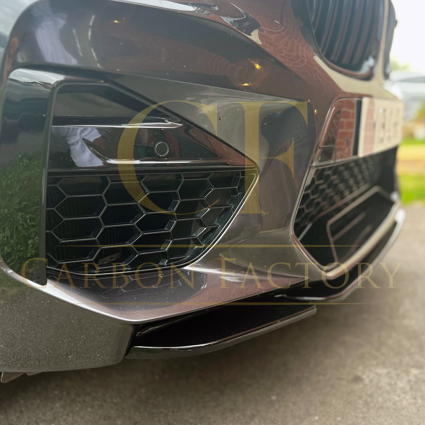 BMW F97 X3M F98 X4M V Style Gloss Black Front Splitter 18-21 by Carbon Factory-Carbon Factory