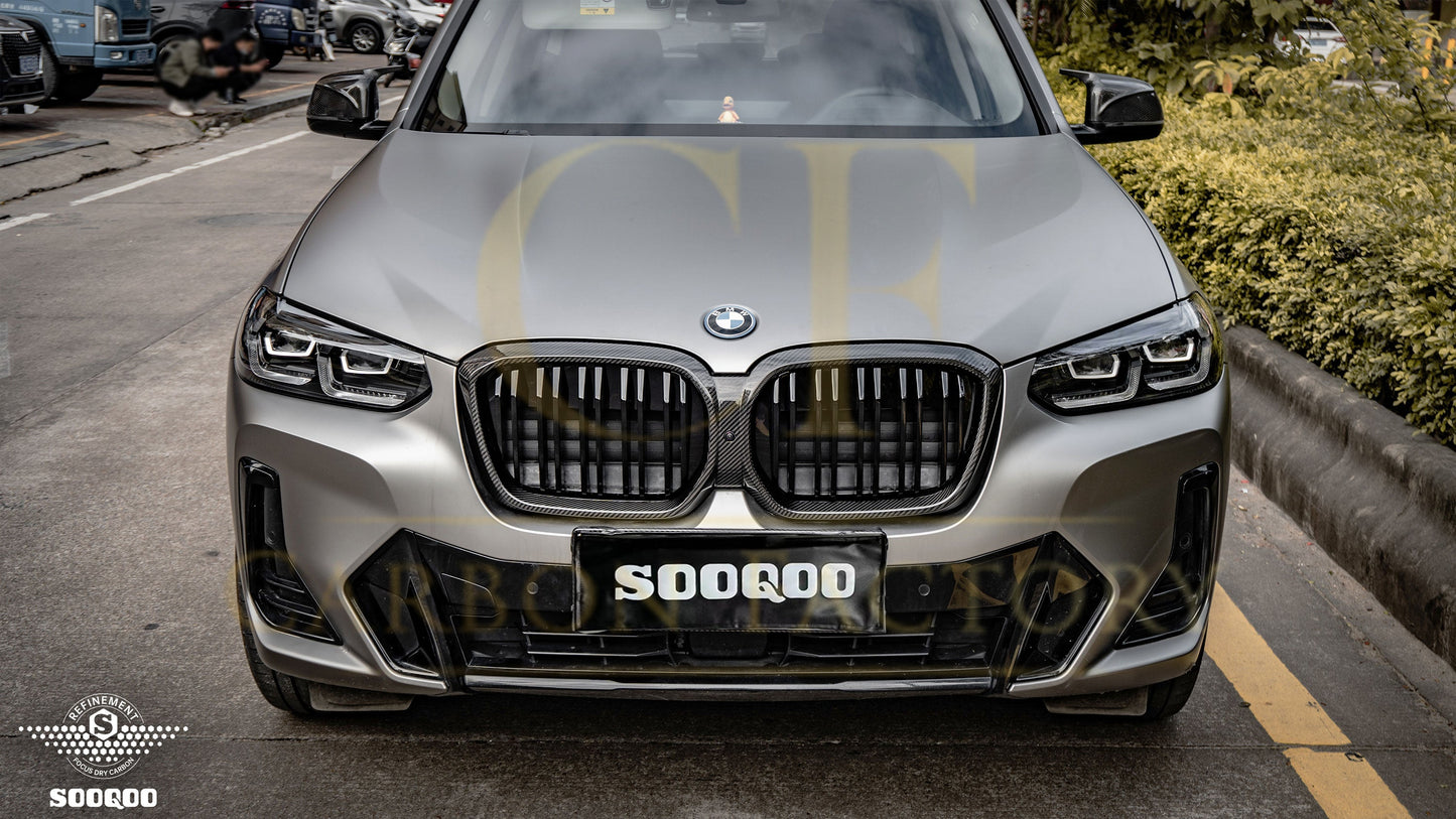 BMW G08 IX3 LCI Double Slat Pre-Preg Carbon Fibre Front Grille 22-25-Carbon Factory