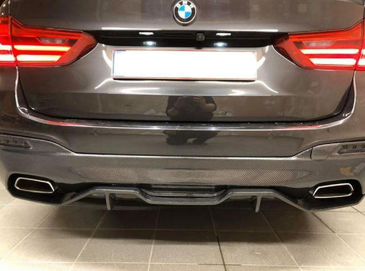 BMW G30 G31 5 Series M Sport Carbon Fibre Rear Diffuser MP Style 2 Pcs 17-23-Carbon Factory