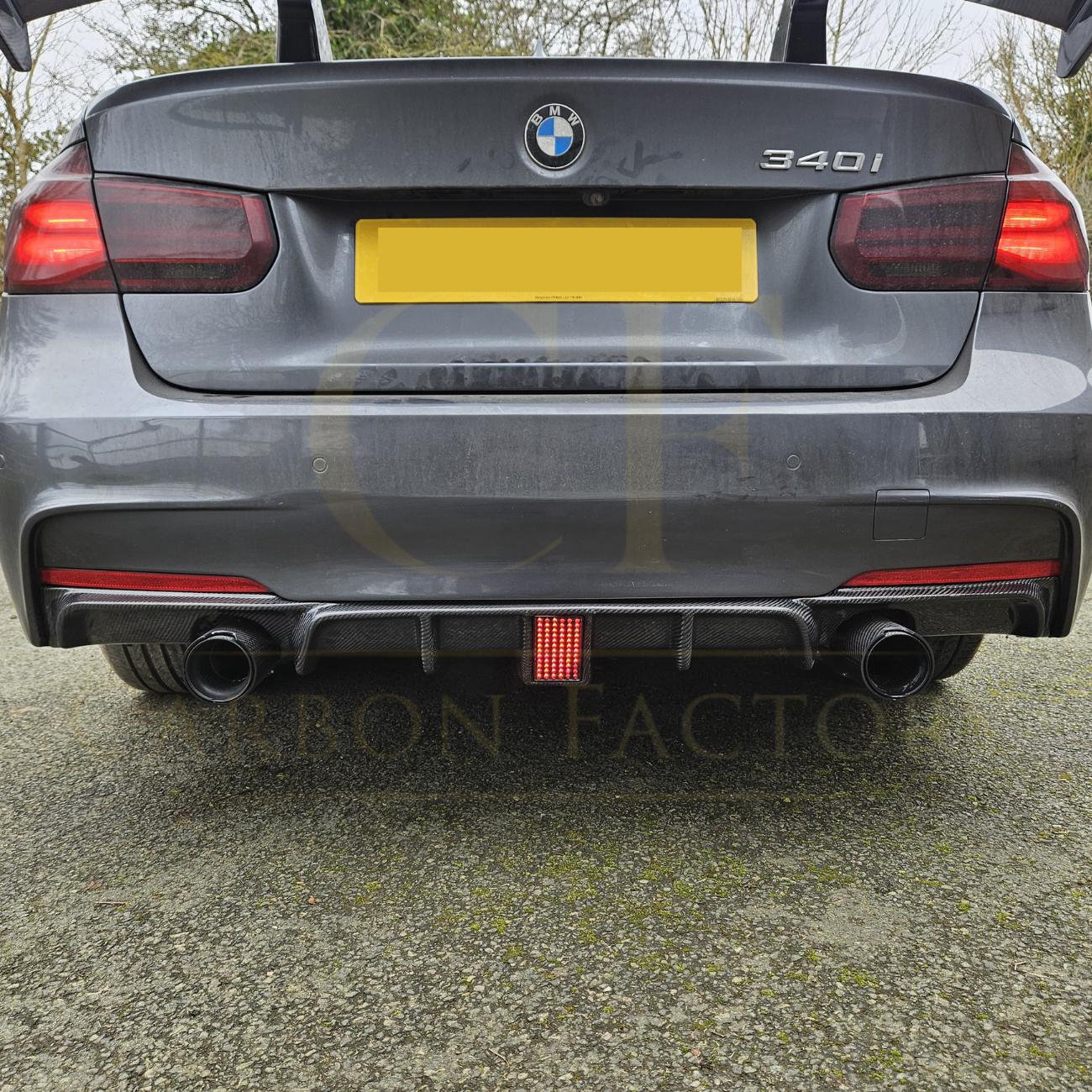 Carbon Fibre Rear Diffuser with LED Light Dual Exhaust for BMW F30 F31 3 Series 12-19-Carbon Factory