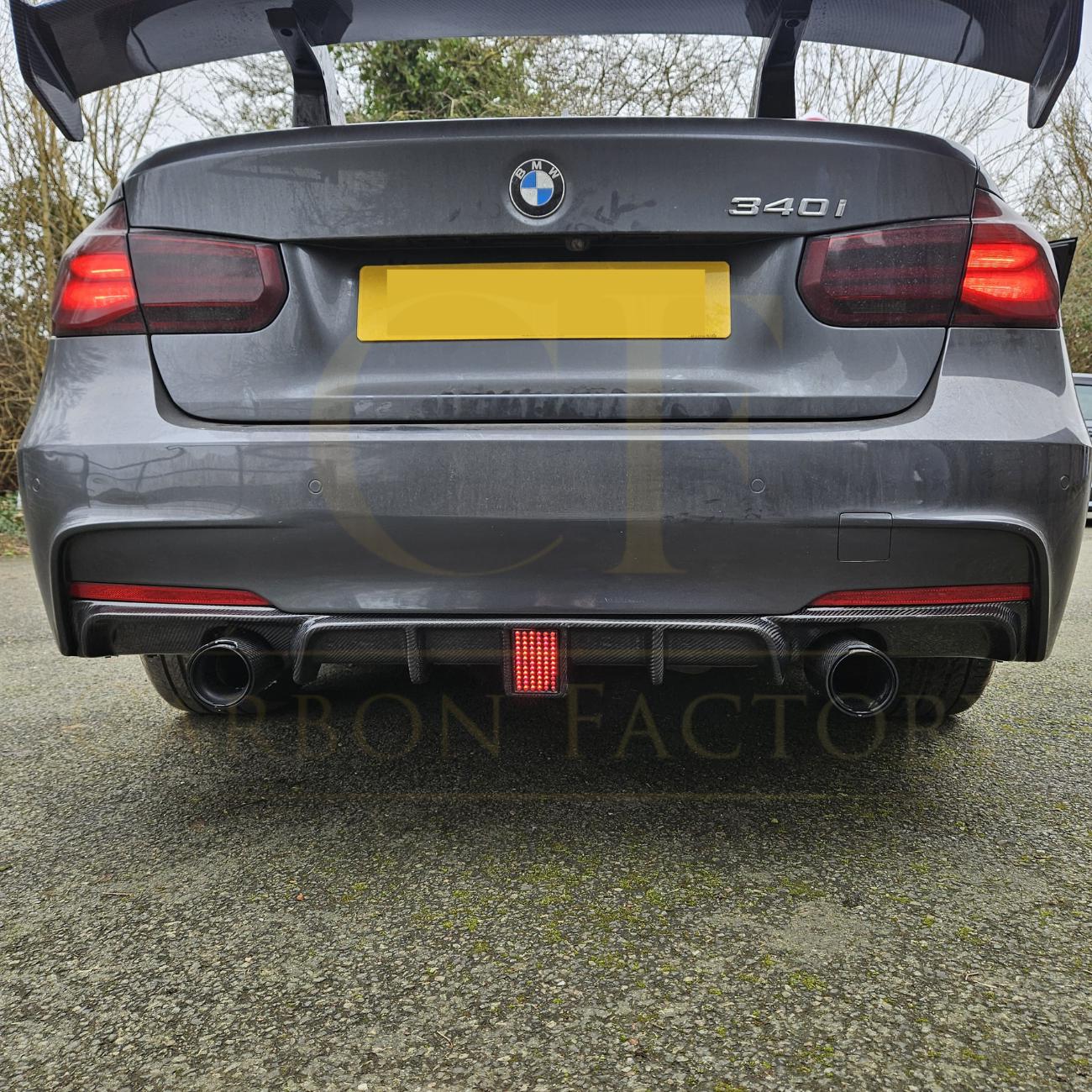 Carbon Fibre Rear Diffuser with LED Light Dual Exhaust for BMW F30 F31 3 Series 12-19-Carbon Factory