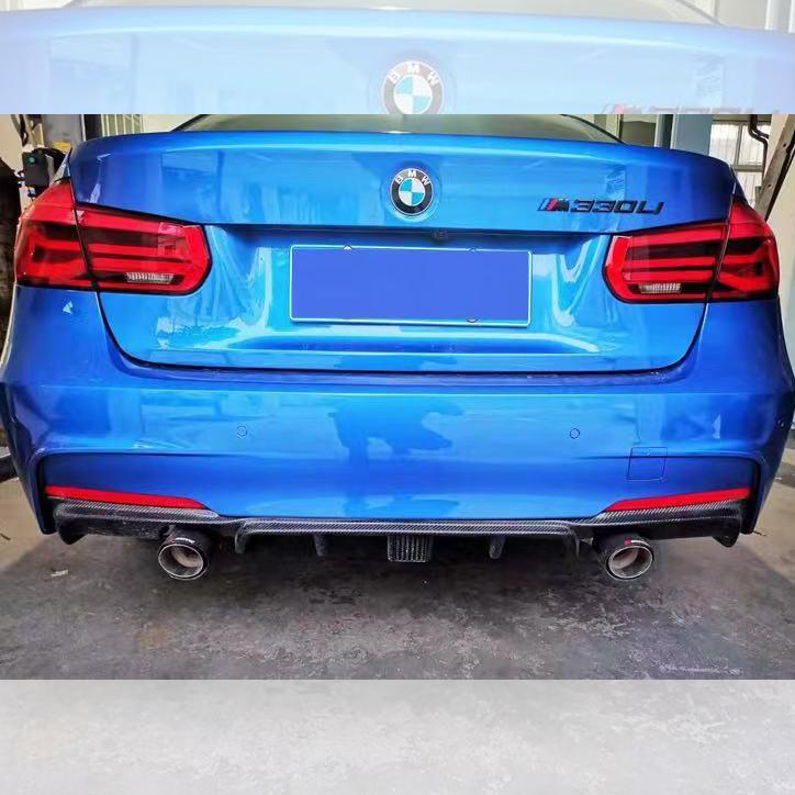 Carbon Fibre Rear Diffuser with LED Light Dual Exhaust for BMW F30 F31 3 Series 12-19-Carbon Factory