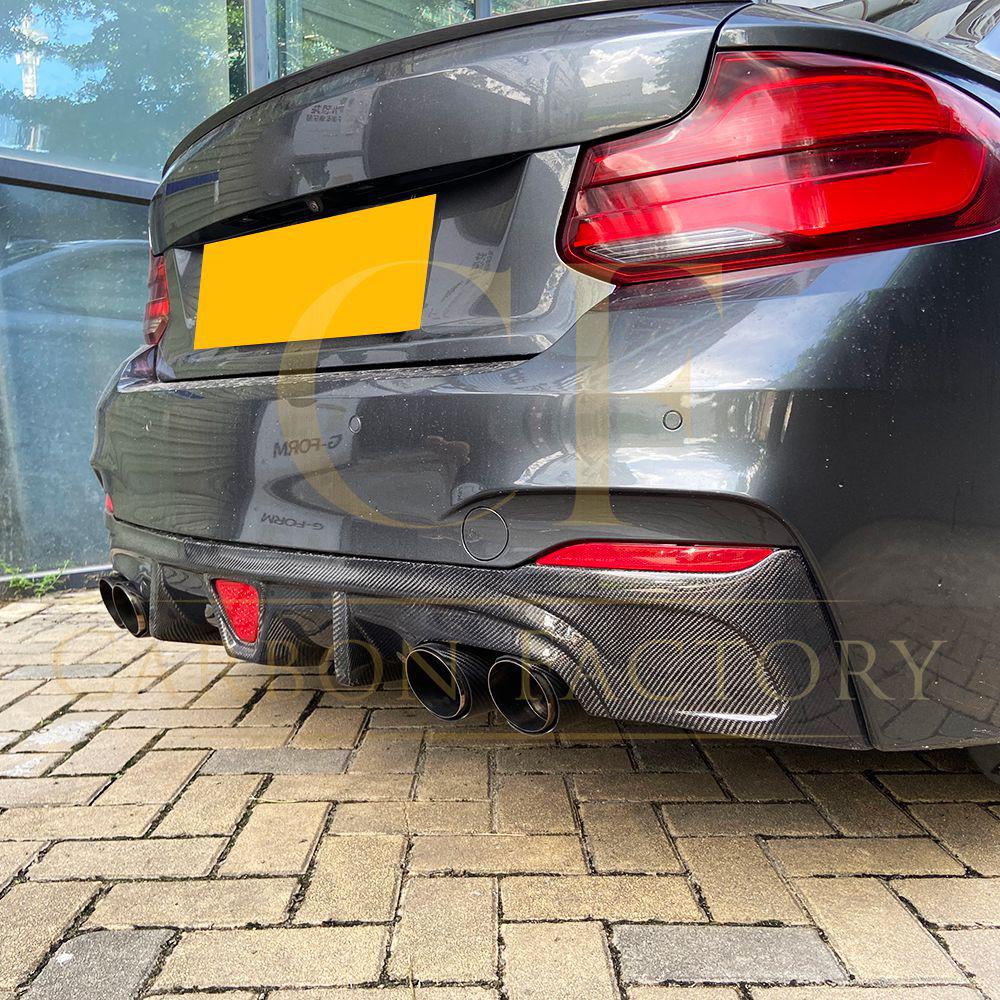 LED Style Carbon Fibre Rear Diffuser for BMW F22 2 Series M Sport 14-21-Carbon Factory