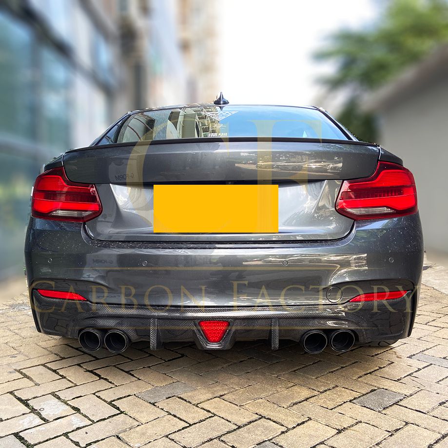 LED Style Carbon Fibre Rear Diffuser for BMW F22 2 Series M Sport 14-21-Carbon Factory