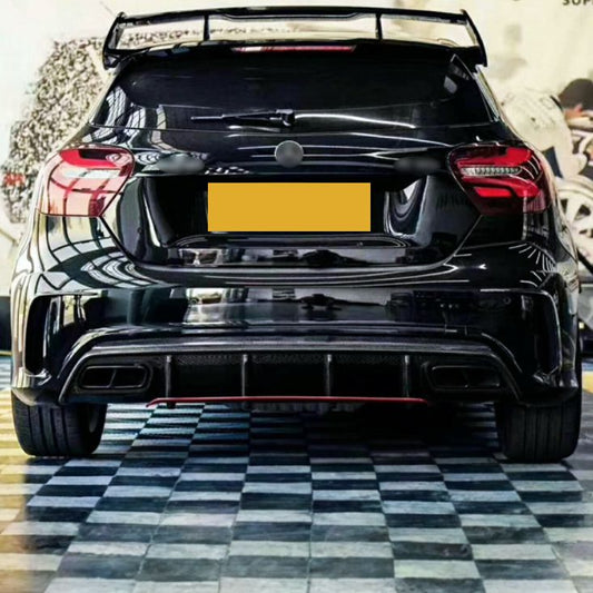 Mercedes Benz W176 A Class AMG Style Gloss Black Rear Diffuser with Exhaust Tips 13-18 by Carbon Factory-Carbon Factory