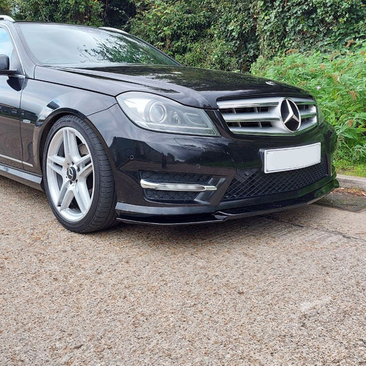 Mercedes Benz W204 C Class AMG Style Gloss Black Front Splitter 08-14 by Carbon Factory-Carbon Factory