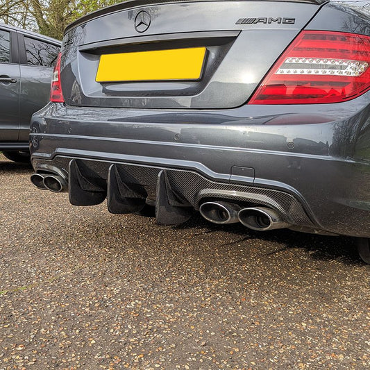 Mercedes Benz W204 C63 and C class Facelift Carbon Fibre Big Fin Rear Diffuser 12-14 by Carbon Factory-Carbon Factory