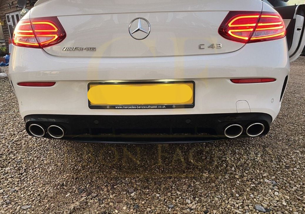 Mercedes Benz W205 C Class C43 Style Gloss Black Rear diffuser & Exhaust Tips 15-21 by Carbon Factory-Carbon Factory