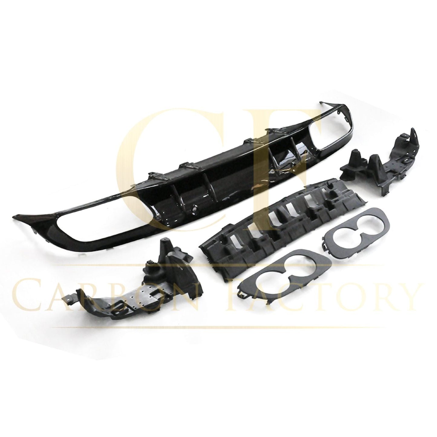 Mercedes Benz W205 C Class C43 Style Gloss Black Rear diffuser & Exhaust Tips 15-21 by Carbon Factory-Carbon Factory