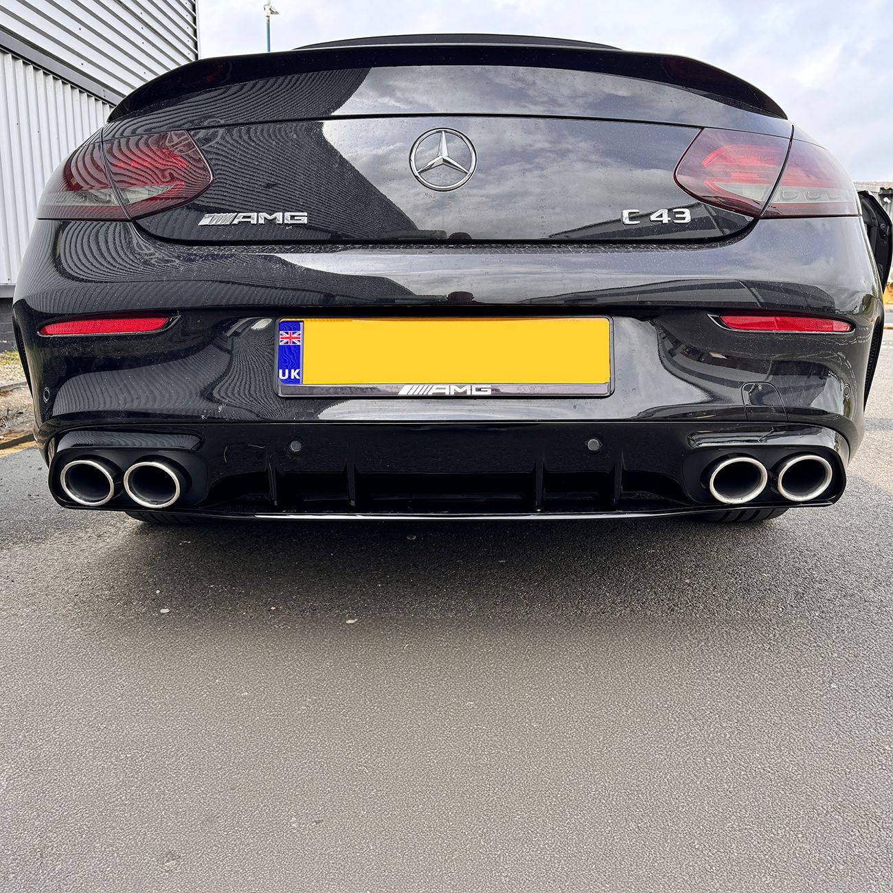 Mercedes Benz W205 C Class C43 Style Gloss Black Rear diffuser & Exhaust Tips 15-21 by Carbon Factory-Carbon Factory