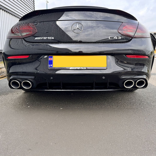 Mercedes Benz W205 C Class C43 Style Gloss Black Rear diffuser & Exhaust Tips 15-21-Carbon Factory