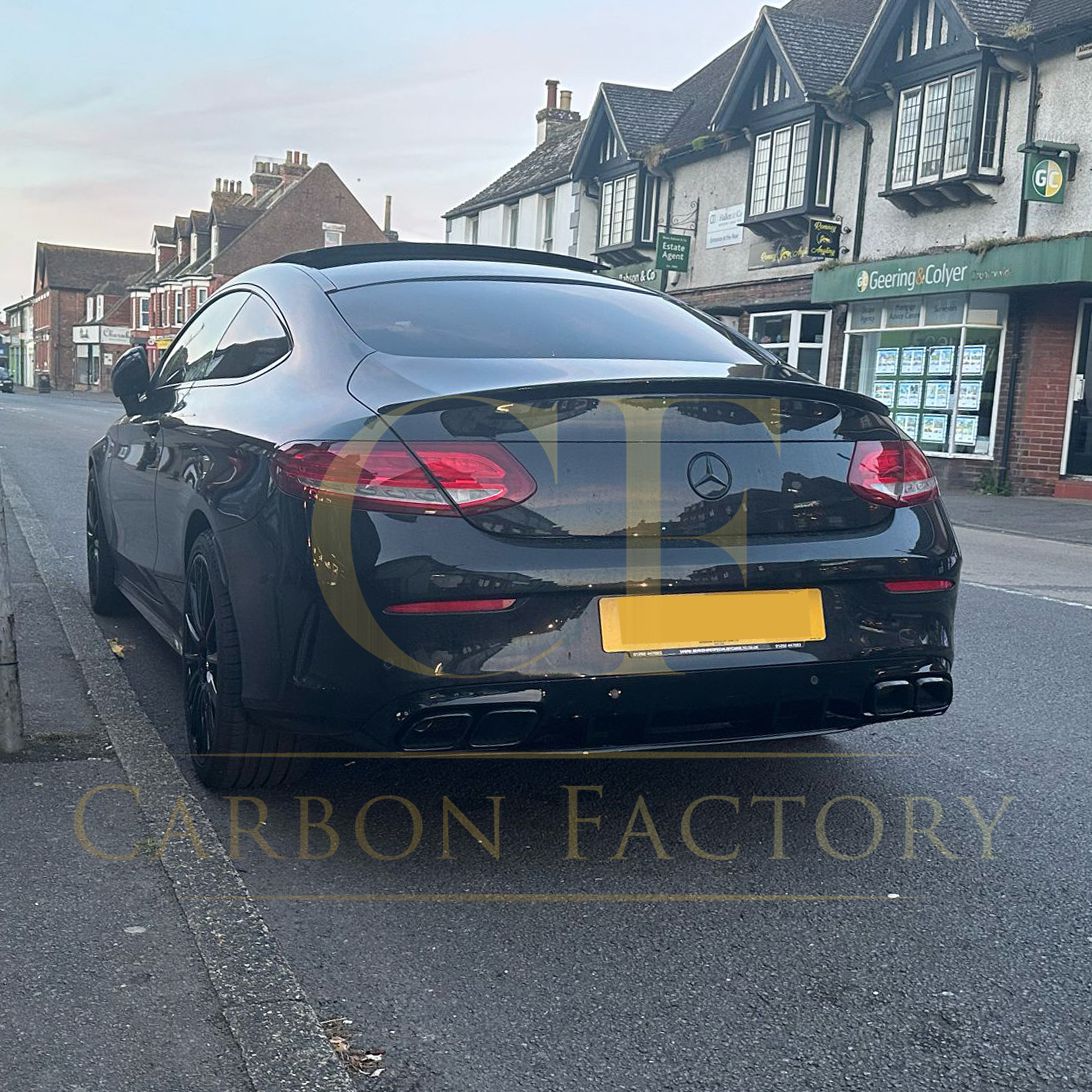 Mercedes Benz W205 C Class & C63 Coupe AMG Style Gloss Black Rear diffuser & Exhaust Tips 15-21 by Carbon Factory-Carbon Factory