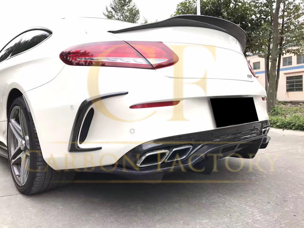 Mercedes W205 C Class 2 Door Coupe Carbon Fibre Rear Bumper Trims 15-18 by Carbon Factory-Carbon Factory