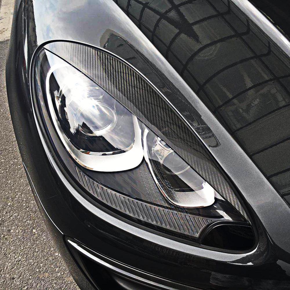 Porsche Macan Carbon Fibre Headlight Trims 14-17-Carbon Factory