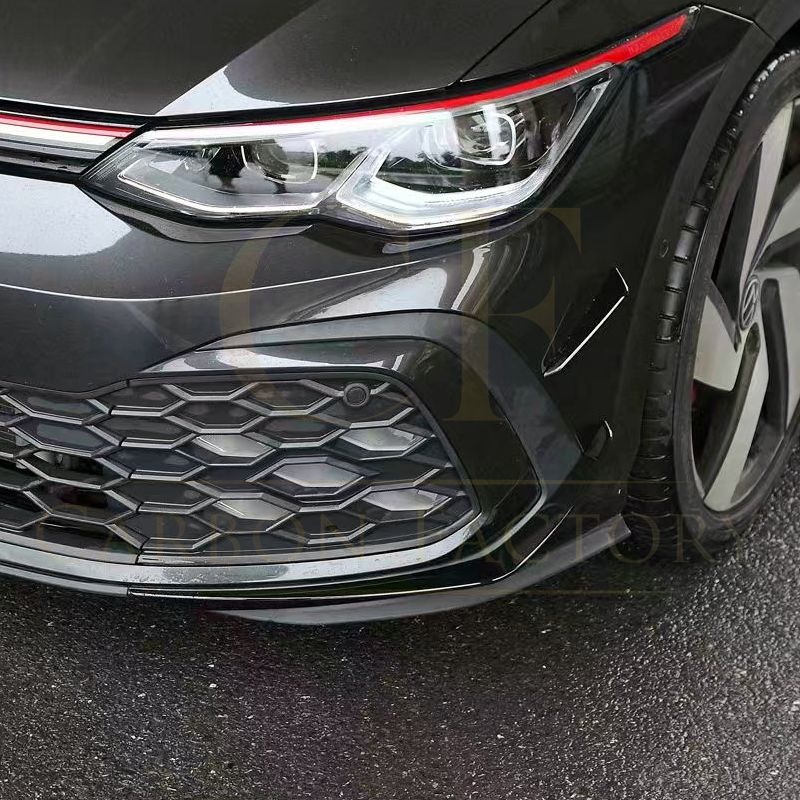 RZ Style Gloss Black Front Bumper Trims for VW Golf MK8 GTI / R-LINE 21-23-Carbon Factory